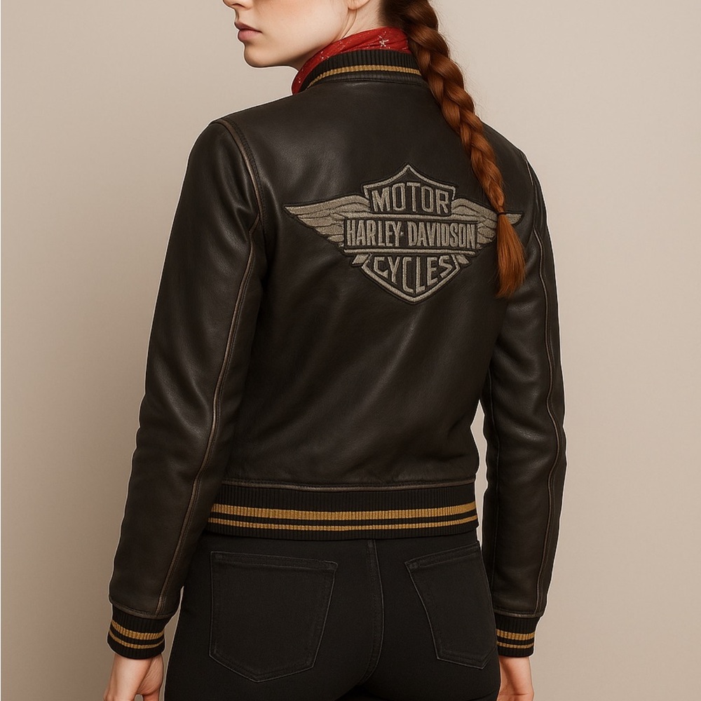 Harley-Davidson Chalette Leather Bomber Jacket